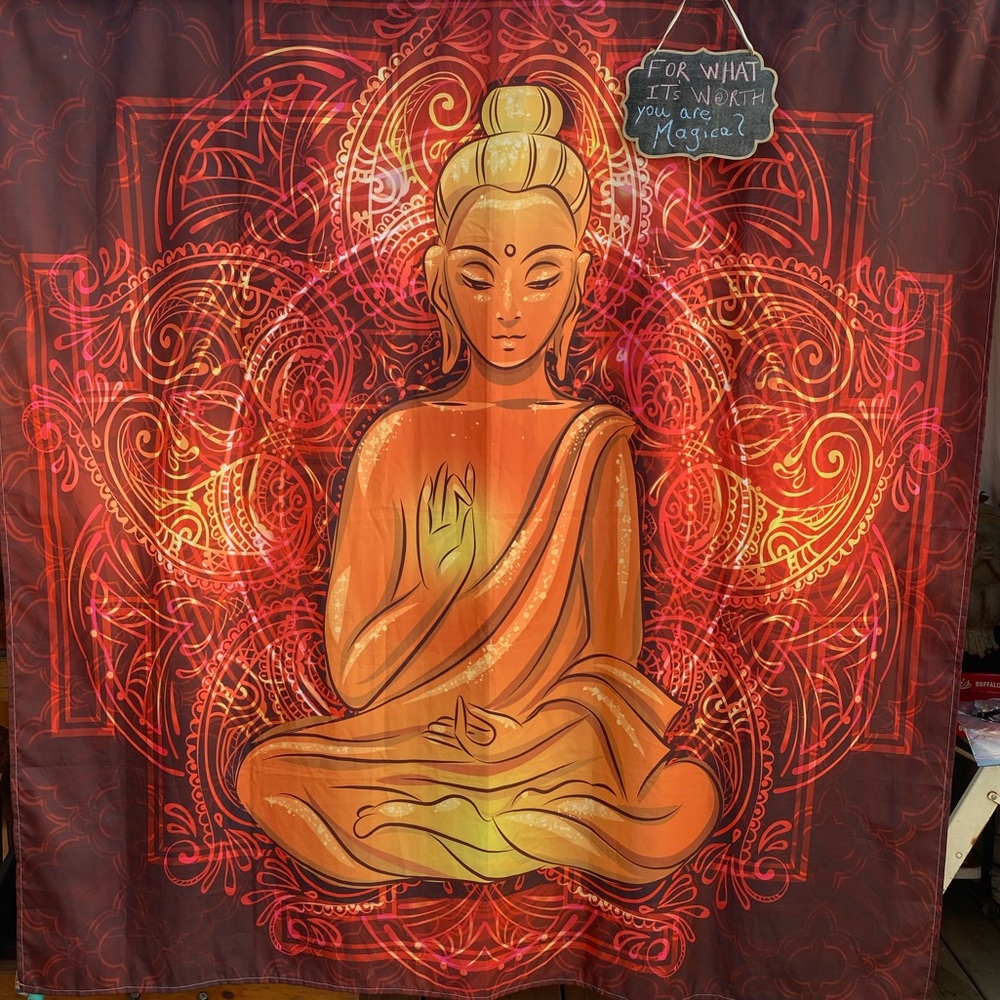 Gold Zen Buddha Shower Curtain - Red & Gold Bath Decor